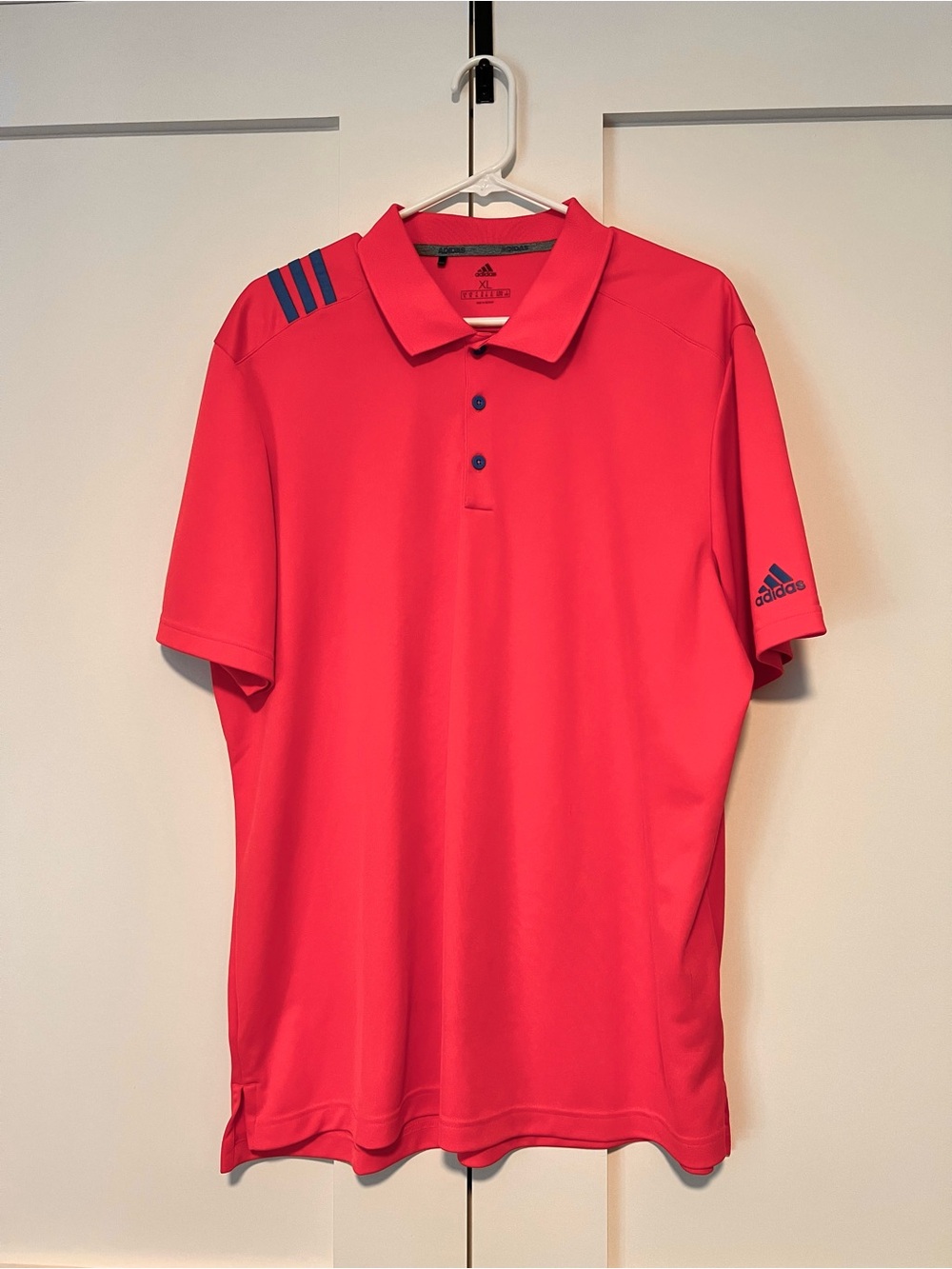 Adidas Men’s Neon Coral Short-Sleeve Polo Shirt